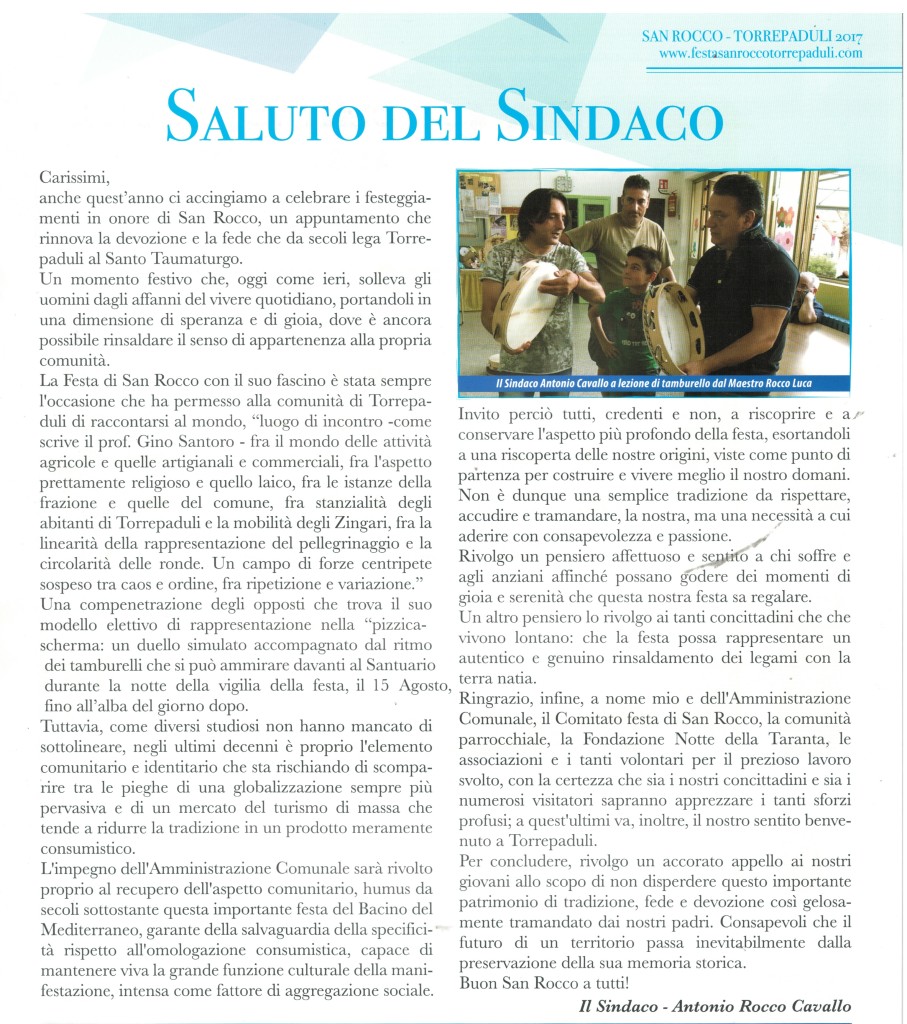 saluto sindaco